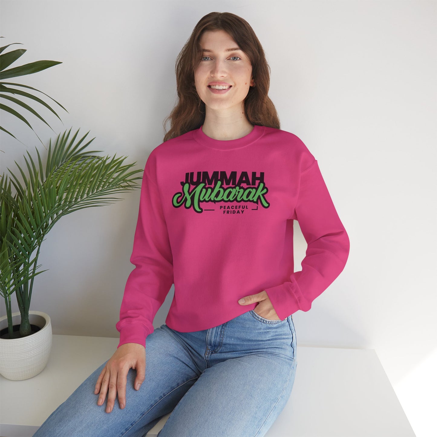 Jummah Mubarak Graphic Sweatshirt - Peaceful Friday Typography Islamic Unisex Sweatshirt