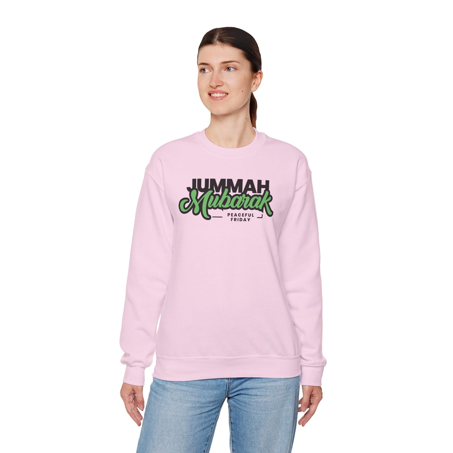 Jummah Mubarak Graphic Sweatshirt - Peaceful Friday Typography Islamic Unisex Sweatshirt
