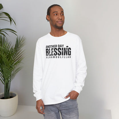 Another Day Another Blessing Alhamdulillah Graphic Long-Sleeve T-Shirt - Alhamdulillah Typography Islamic Unisex Tee