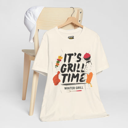 Winter Grill Typography Tee T-Shirt - Cozy Soft Cotton Unisex BBQ Graphic Tee