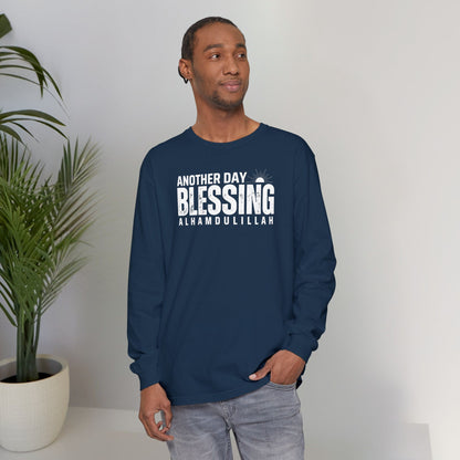 Another Day Another Blessing Alhamdulillah Graphic Long-Sleeve T-Shirt - Alhamdulillah Typography Islamic Unisex Tee