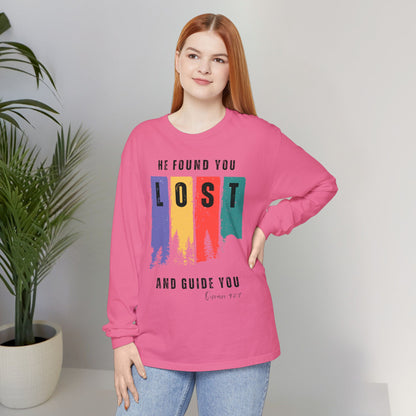He Found You lost And Guide You Graphic Long-Sleeve Tee T-Shirt - He Found You lost And Guide You Typography Islamic Unisex Long-Sleeve Tee