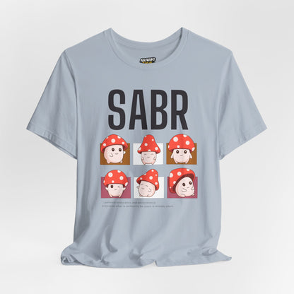 Sabr Typographic Tee T-Shirt - Cute Mushroom Cozy Soft Cotton Unisex Statement Tee