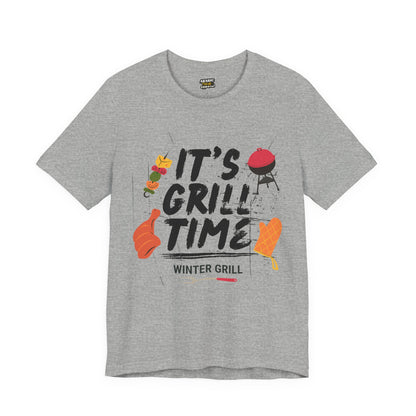 Winter Grill Typography Tee T-Shirt - Cozy Soft Cotton Unisex BBQ Graphic Tee