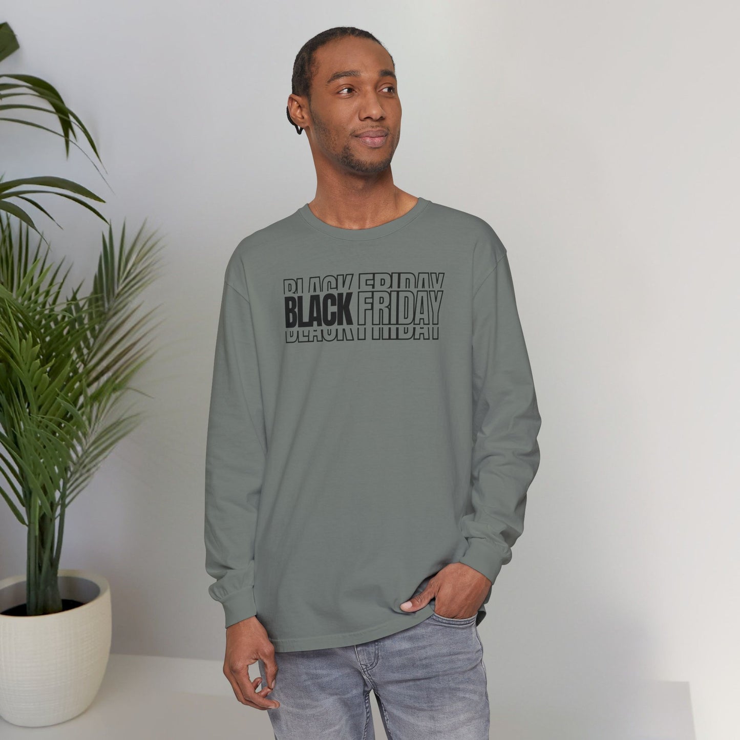 Black Friday Shadow Typography Long Sleeve - 3D Graphic Tee