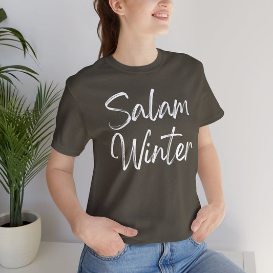 Salam Winter Typographic Tee T-Shirt - Cozy Soft Cotton Unisex Minimalist Graphic Tee