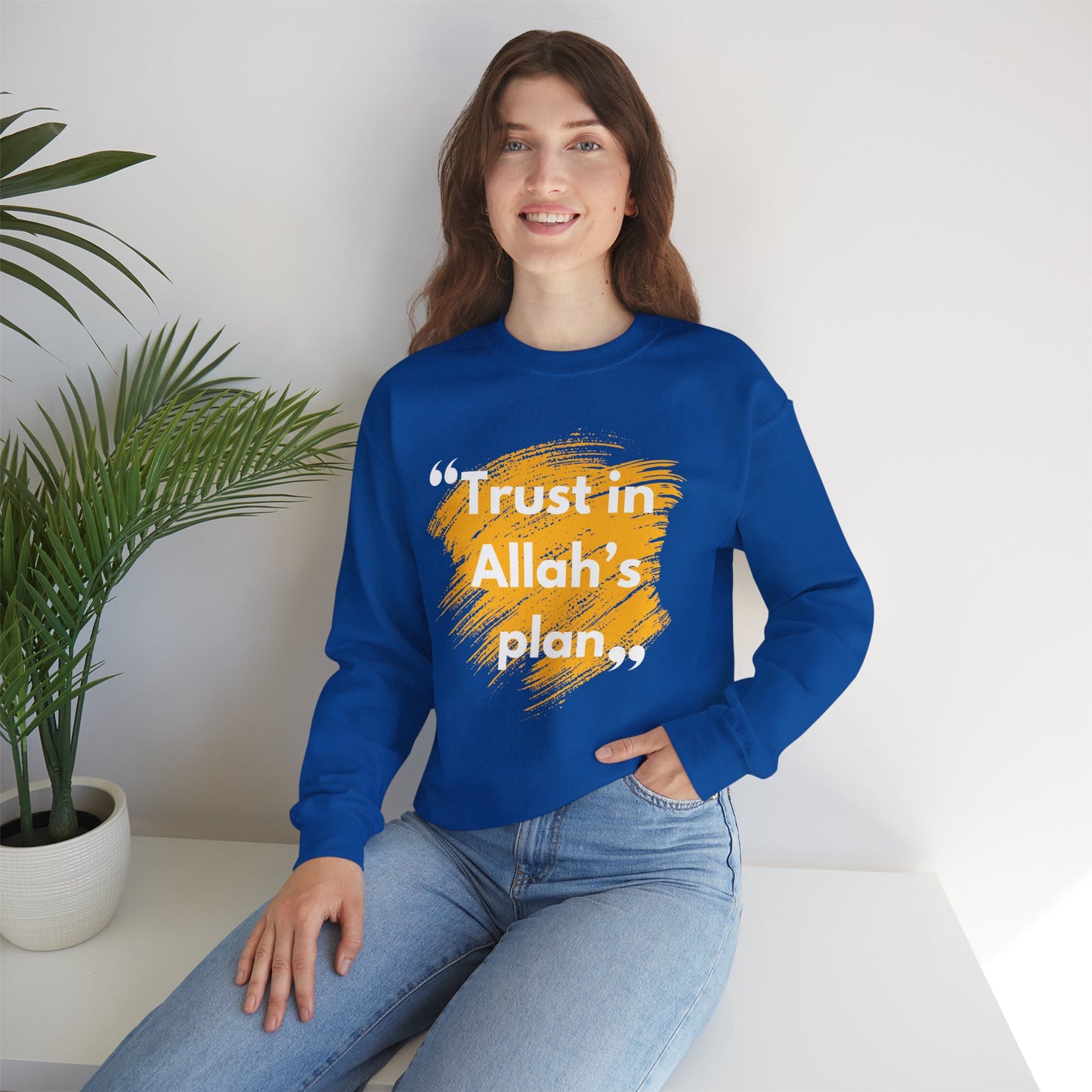 Trust in Allah's Plan Typographic Sweatshirt - Note Cozy Soft Cotton Unisex Sweatshirt