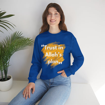 Trust in Allah's Plan Typographic Sweatshirt - Note Cozy Soft Cotton Unisex Sweatshirt