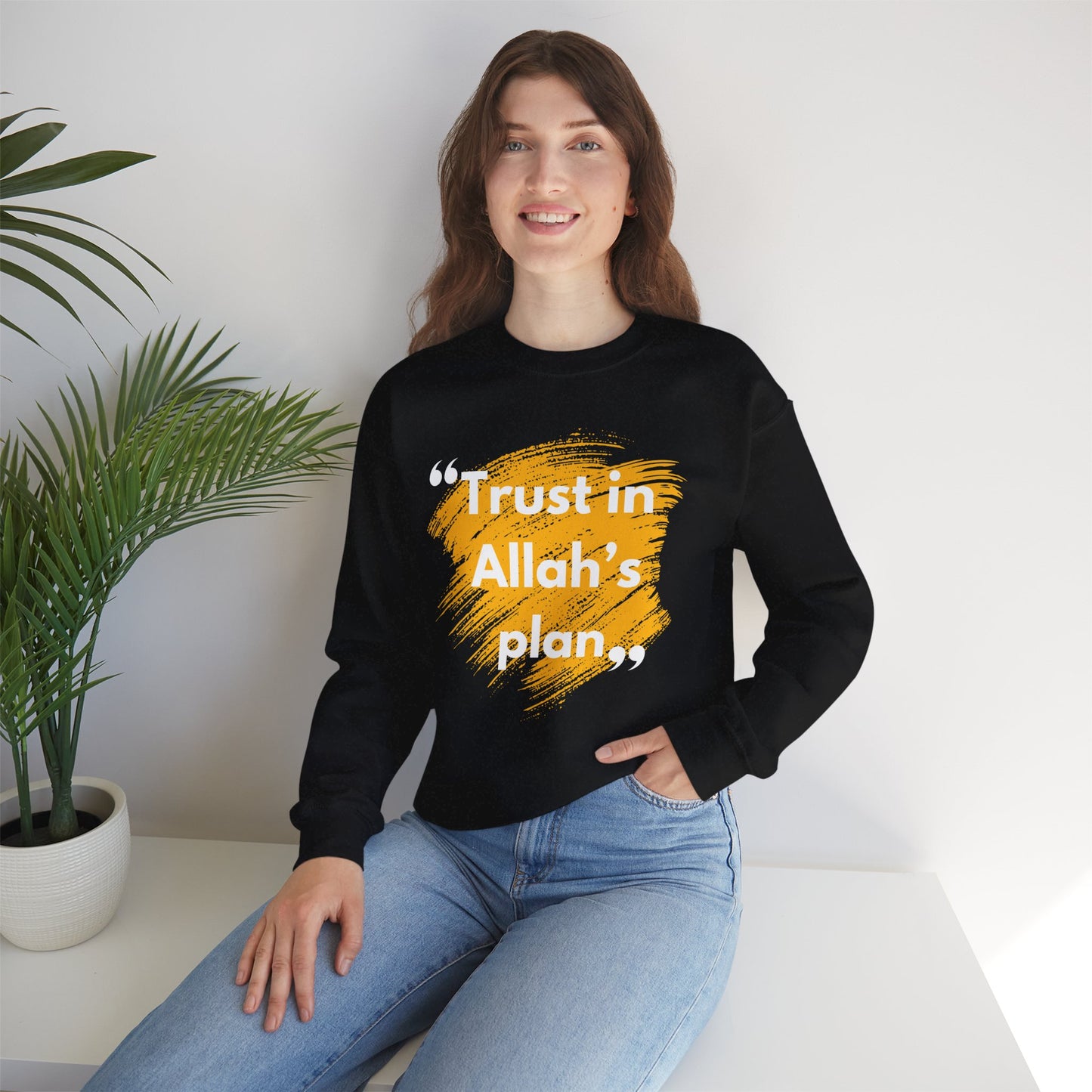 Trust in Allah's Plan Typographic Sweatshirt - Note Cozy Soft Cotton Unisex Sweatshirt