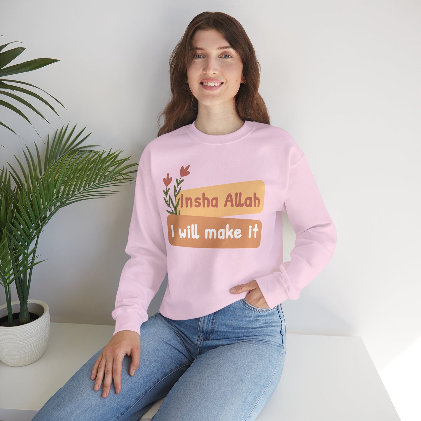 Inshallah I Will Make It Typographic Sweatshirt - Cozy Soft Cotton Unisex Sweatshirt
