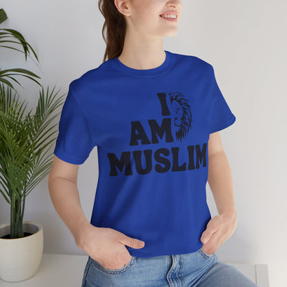 I Am Muslim Typographic Tee T-Shirt - Lion Cozy Soft Cotton Unisex Tee