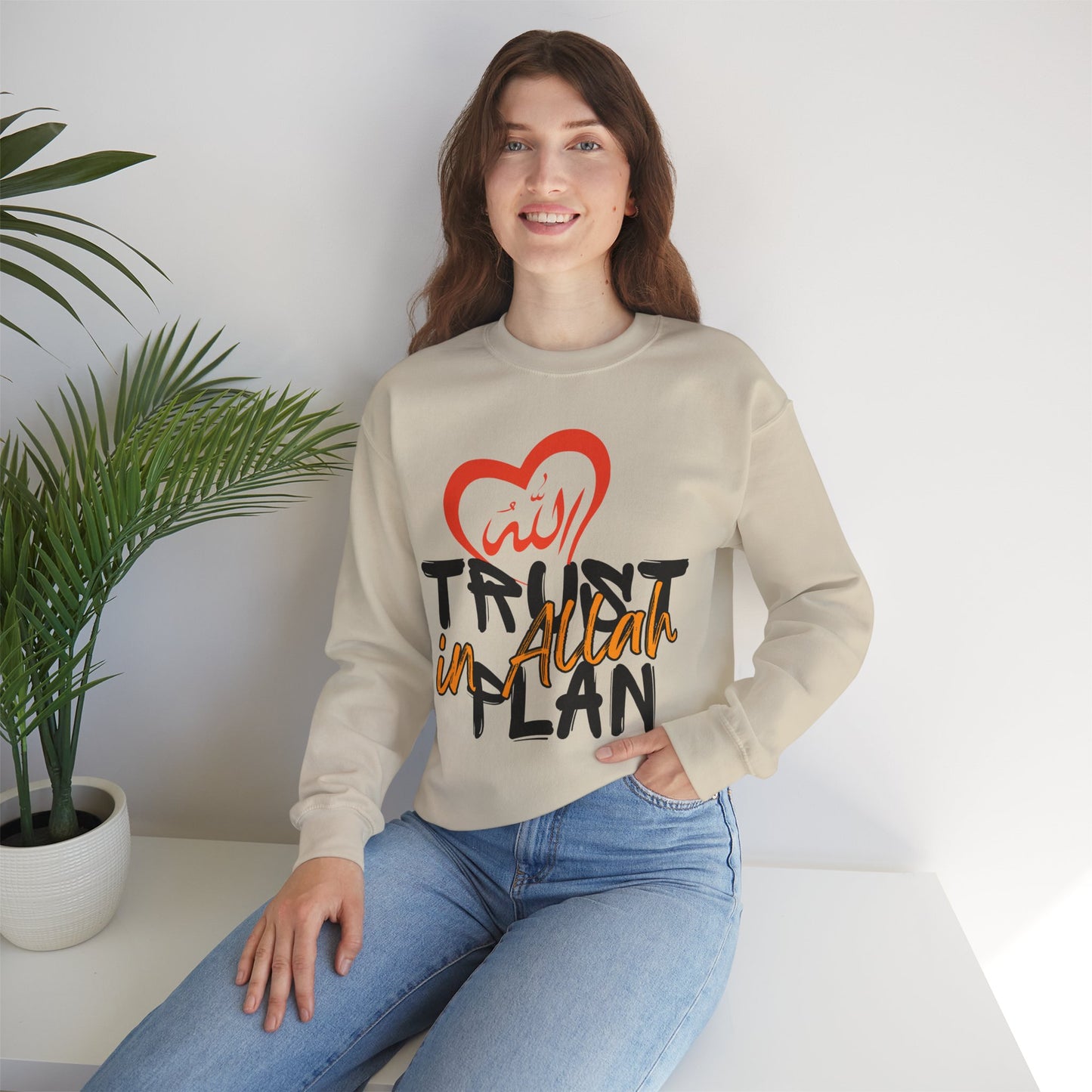 Trust in Allah's Plan Typographic Sweatshirt - Tawakkul Cozy Soft Cotton Unisex Sweatshirt