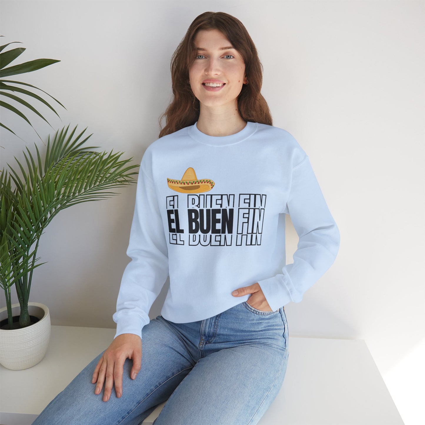 El Buen Fin Shadow Typography Sweatshirt - 3D Graphic Crewneck