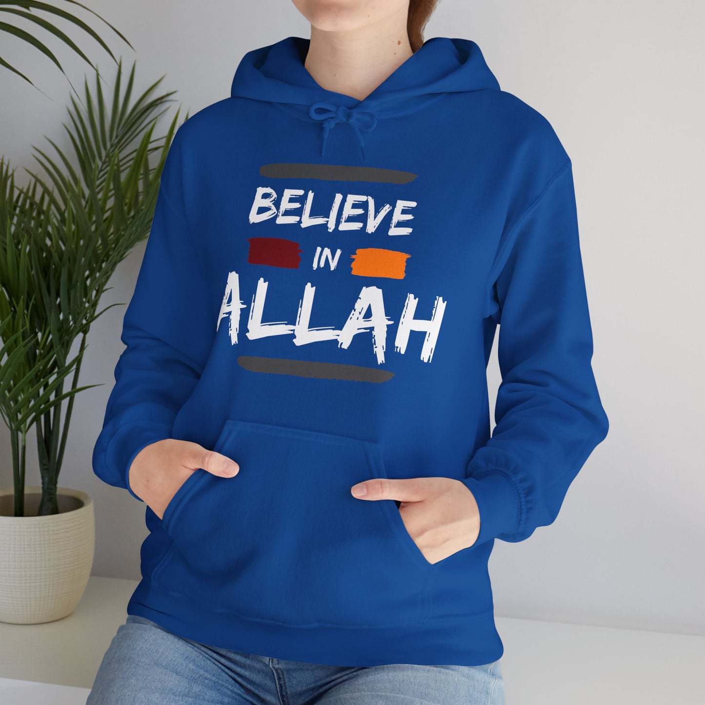 Believe in Allah Typographic Hoodie - Cozy Soft Cotton Unisex Statement Hoodie