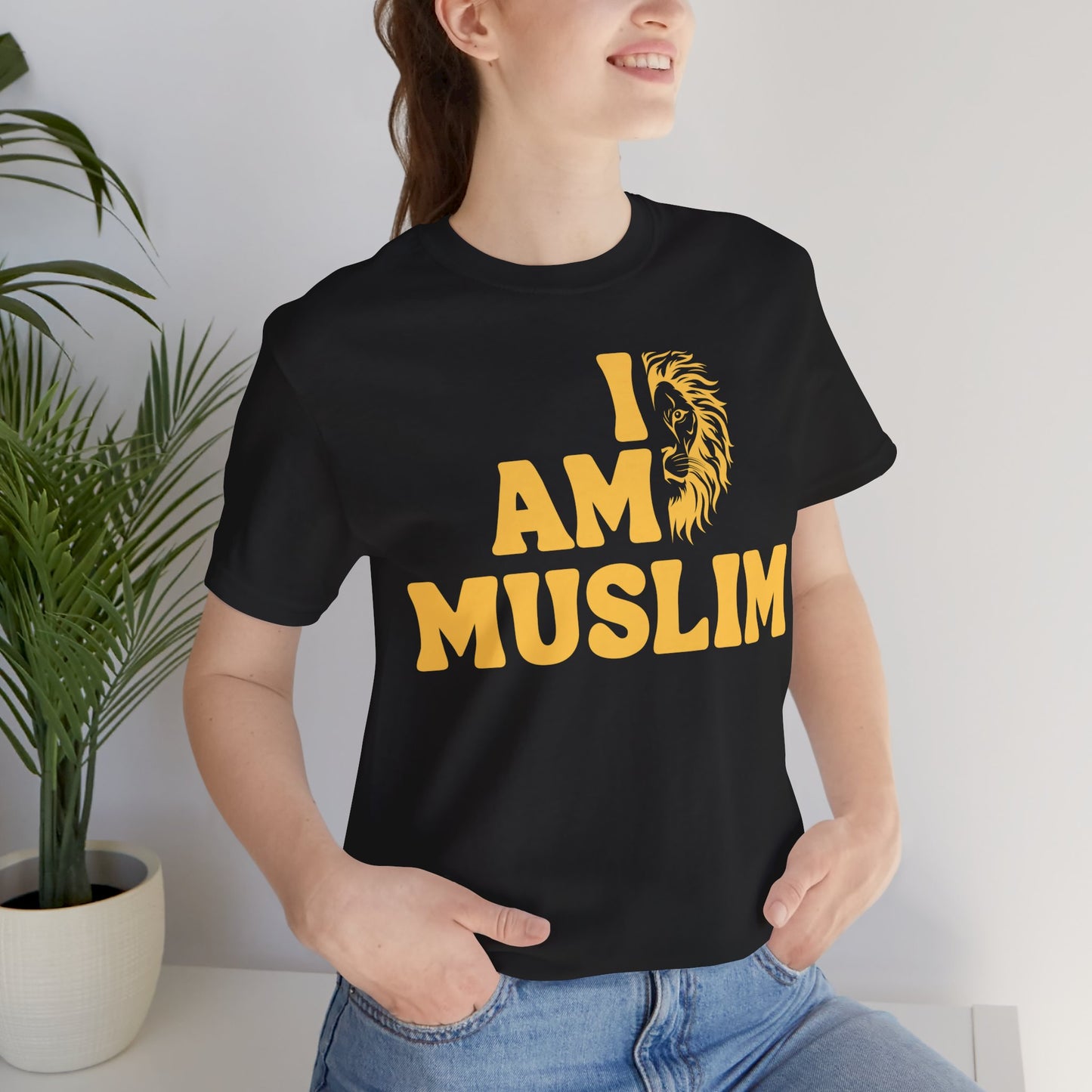 I Am Muslim Typographic Tee T-Shirt - Lion Cozy Soft Cotton Unisex Tee