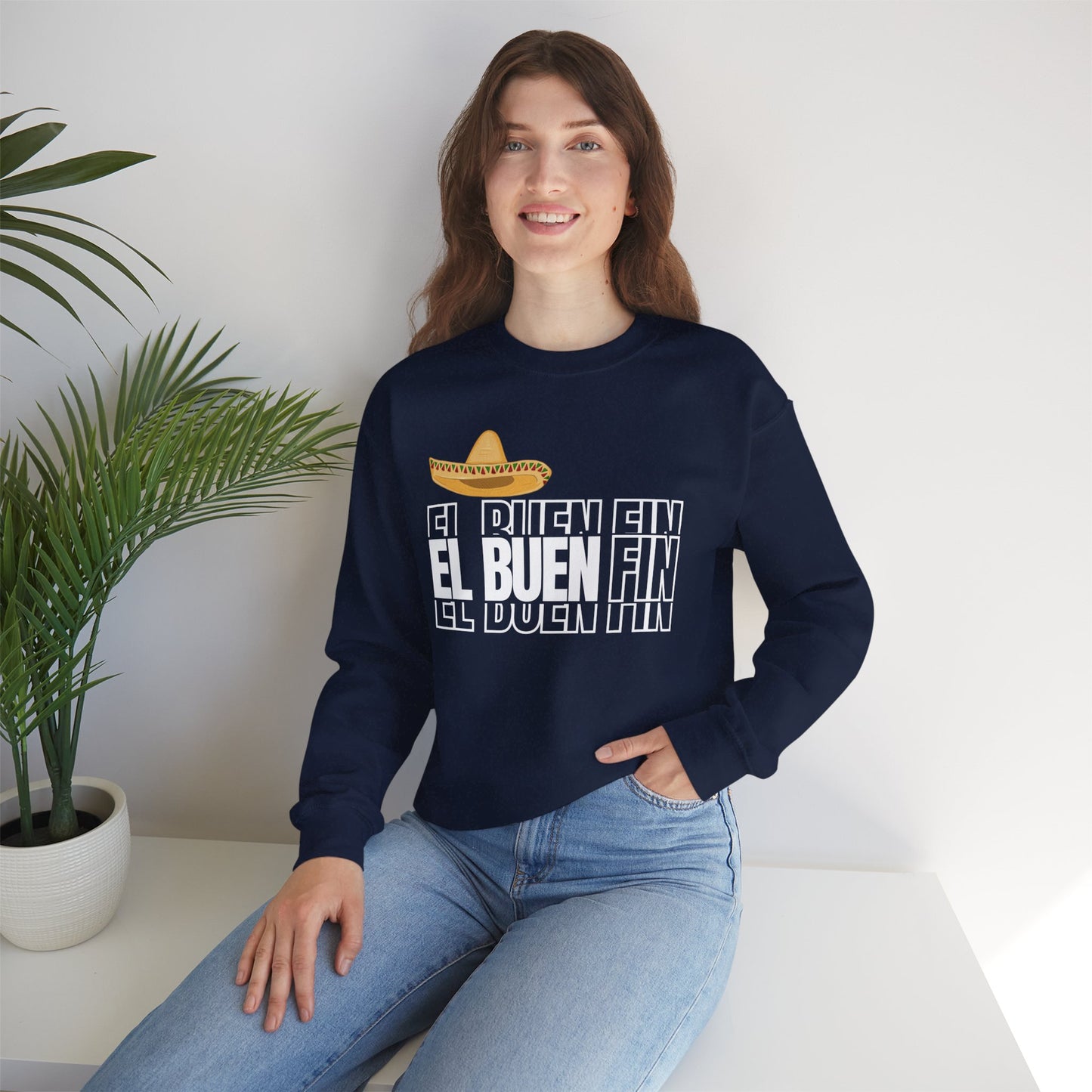 El Buen Fin Shadow Typography Sweatshirt - 3D Graphic Crewneck