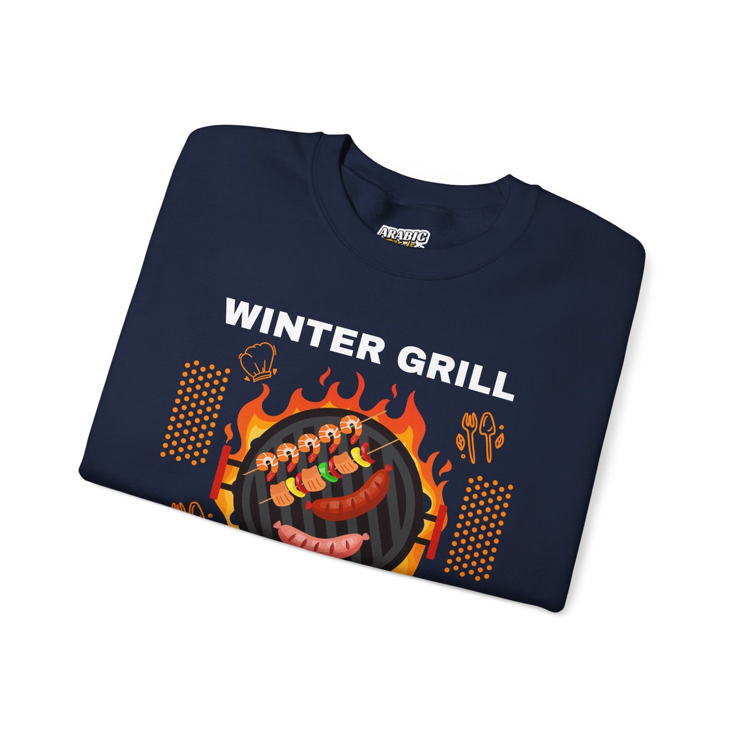 Winter Grill Typographic Sweatshirt - Cozy Soft Cotton Unisex Sausage Graphic Sweatshirt