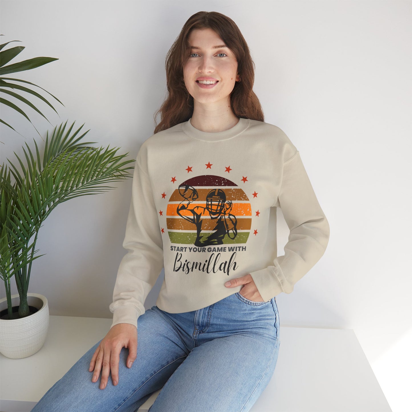 Start Your Game With Bismillah Graphic Sweatshirt - Soft Cotton Game Motivation Bismillah Typography Unisex Sweatshirt