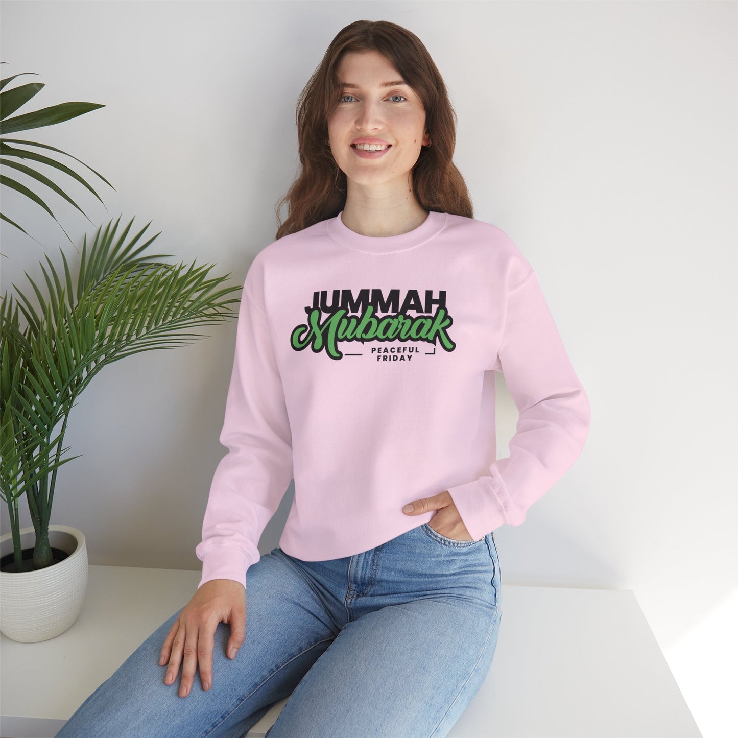 Jummah Mubarak Graphic Sweatshirt - Peaceful Friday Typography Islamic Unisex Sweatshirt