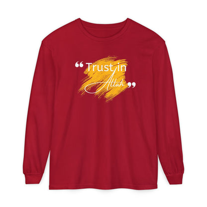 Trust in Allah Graphic Tee Long-Sleeve T-Shirt - Trust in Allah Typography Islamic Unisex Long-Sleeve Tee