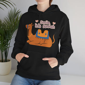Smile Its Sunnah Typographic Hoodie - Cute Camel Smiling Cozy Soft Cotton Unisex Hoodie