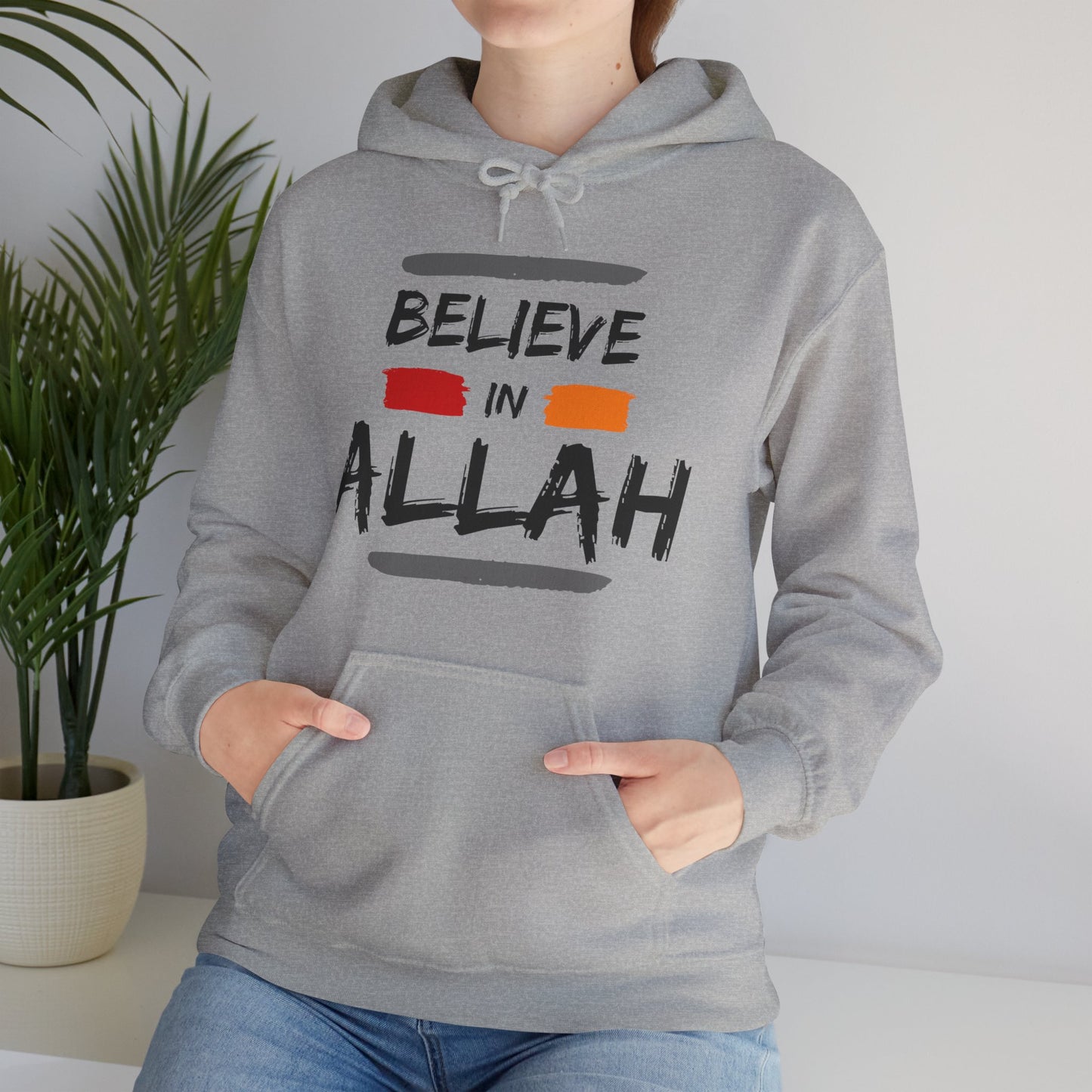 Believe in Allah Typographic Hoodie - Cozy Soft Cotton Unisex Statement Hoodie