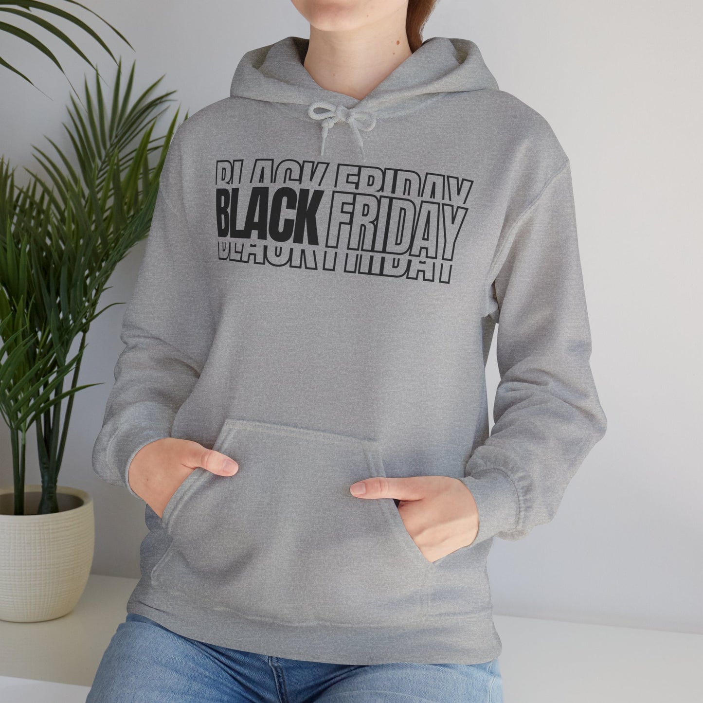 Black Friday Shadow Typography Hoodie - 3D Graphic Fleece