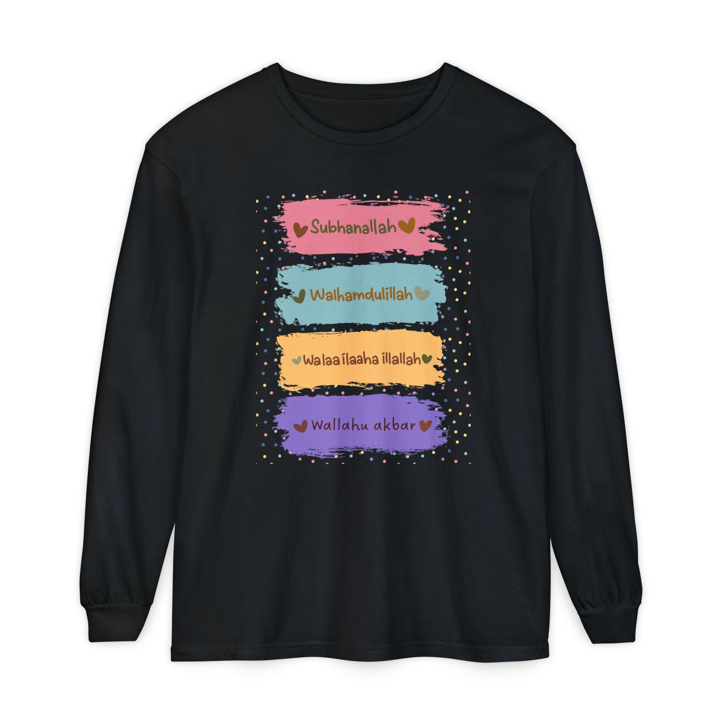 Zikr Dhikr Typographic Long Sleeve Tee T-Shirt - Colorful Cozy Soft Cotton Unisex Long Sleeve Tee