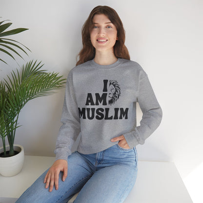 I Am Muslim Typographic Sweatshirt - Lion Cozy Soft Cotton Unisex Sweatshirt
