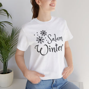 Salam Winter Typographic Tee T-Shirt - Cozy Soft Cotton Unisex Snowflake Graphic Tee