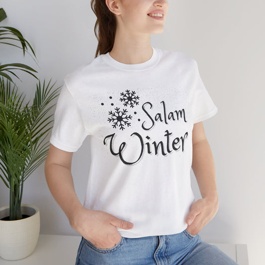 Salam Winter Typographic Tee T-Shirt - Cozy Soft Cotton Unisex Snowflake Graphic Tee