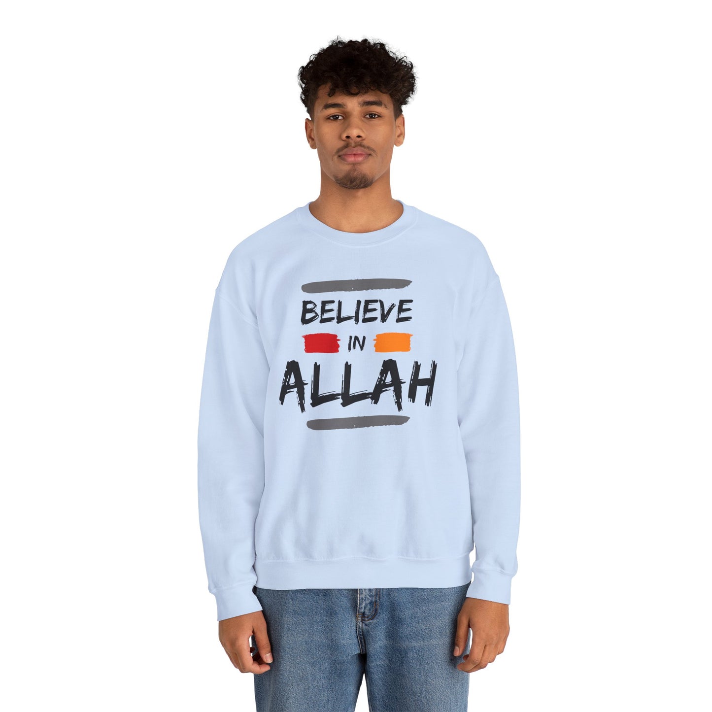 Believe in Allah Typographic Sweatshirt - Cozy Soft Cotton Unisex Statement Sweatshirt