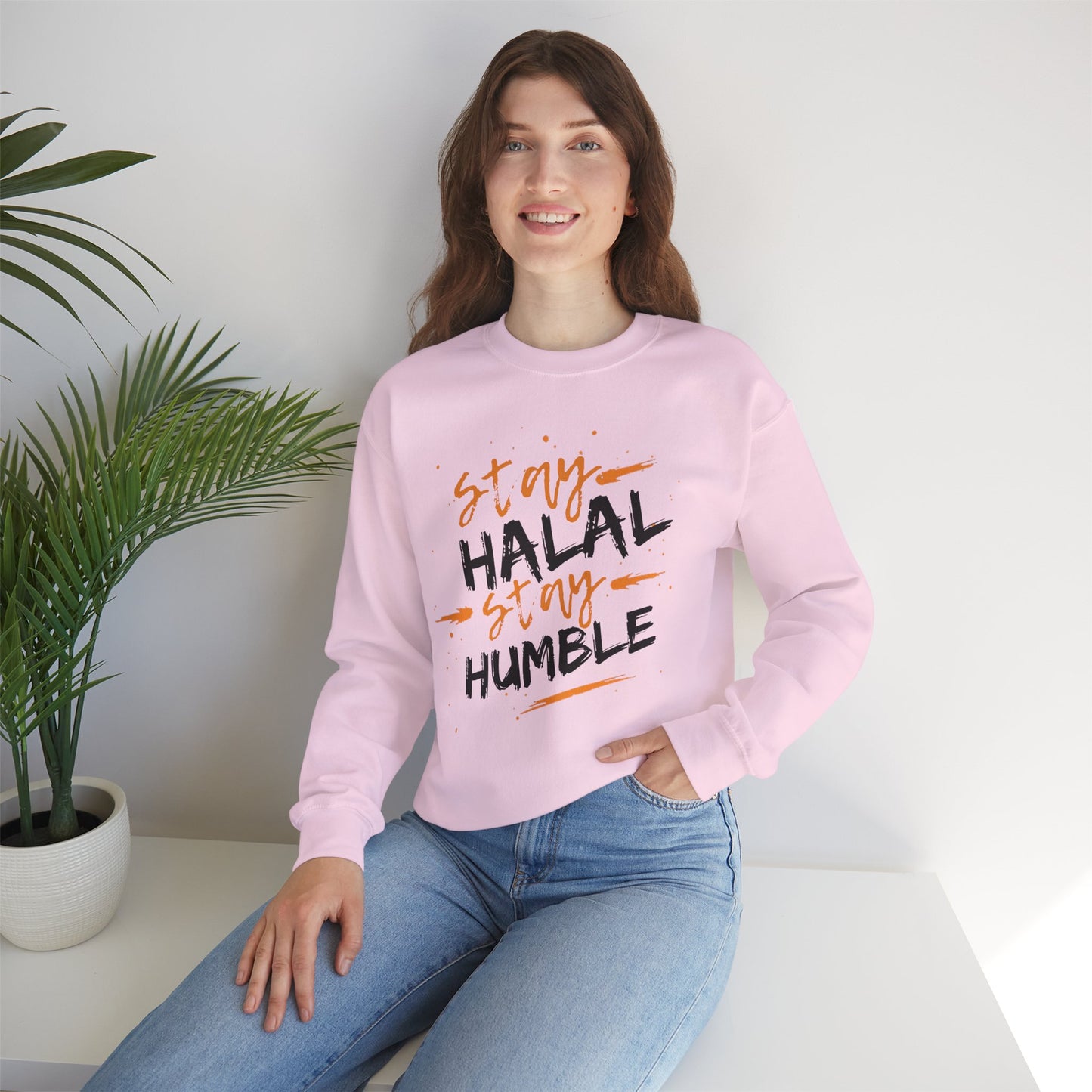 Stay Halal Stay Humble Typographic Sweatshirt - Cozy Soft Cotton Unisex Statement Sweatshirt
