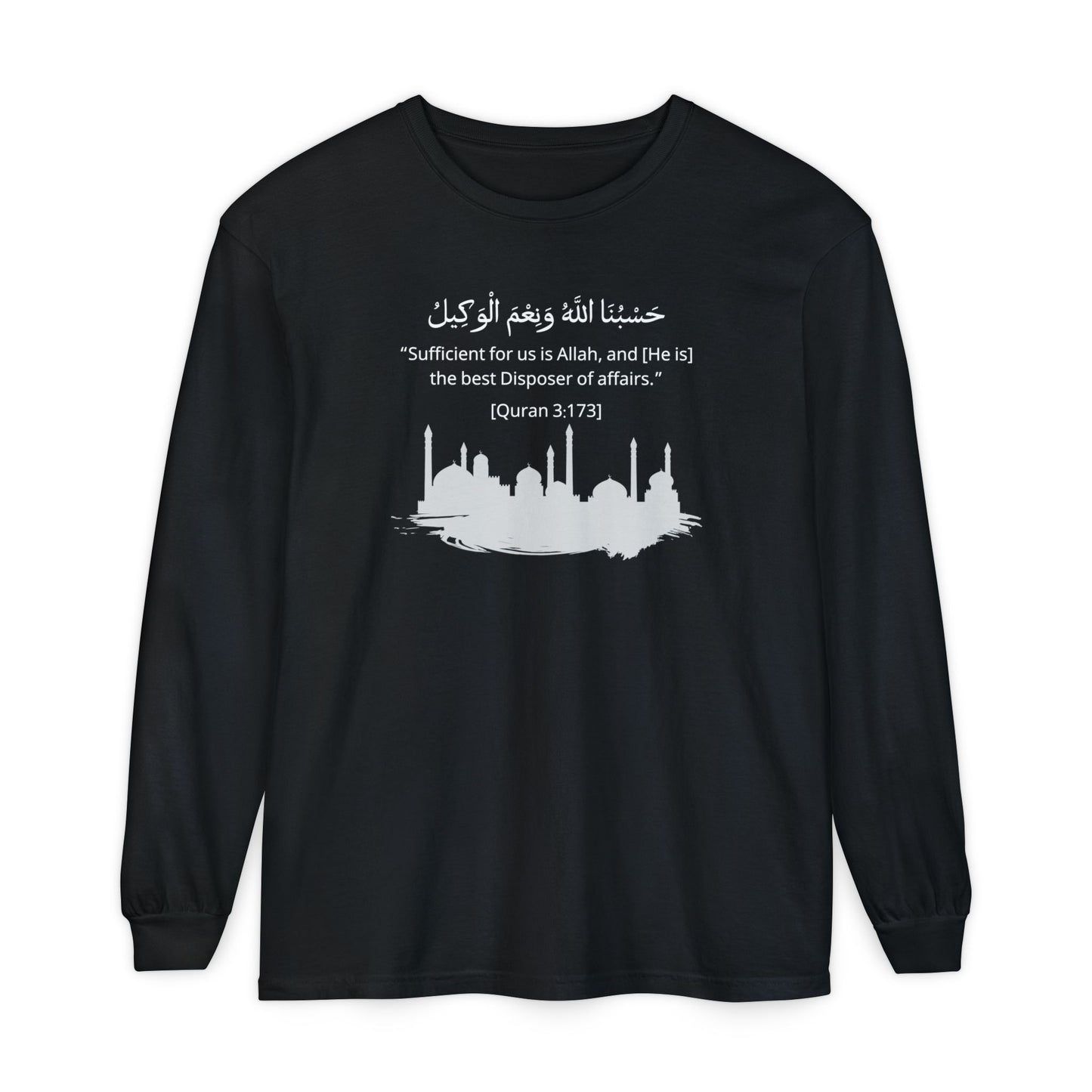 Sufficient for us is Allah, and [He is] the best Disposer of affairs Long-Sleeve T-Shirt - Arabic Calligraphy Islamic Unisex Tee