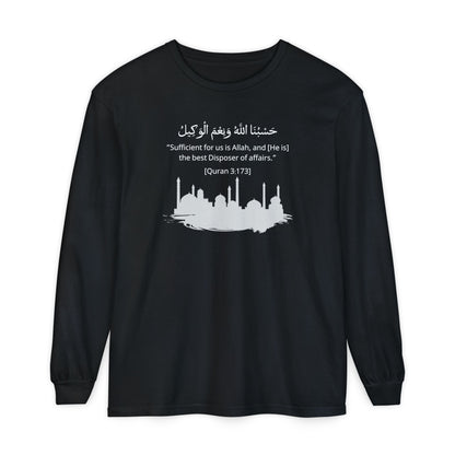 Sufficient for us is Allah, and [He is] the best Disposer of affairs Long-Sleeve T-Shirt - Arabic Calligraphy Islamic Unisex Tee