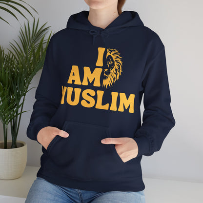 I Am Muslim Typographic Hoodie - Lion Cozy Soft Cotton Hoodie