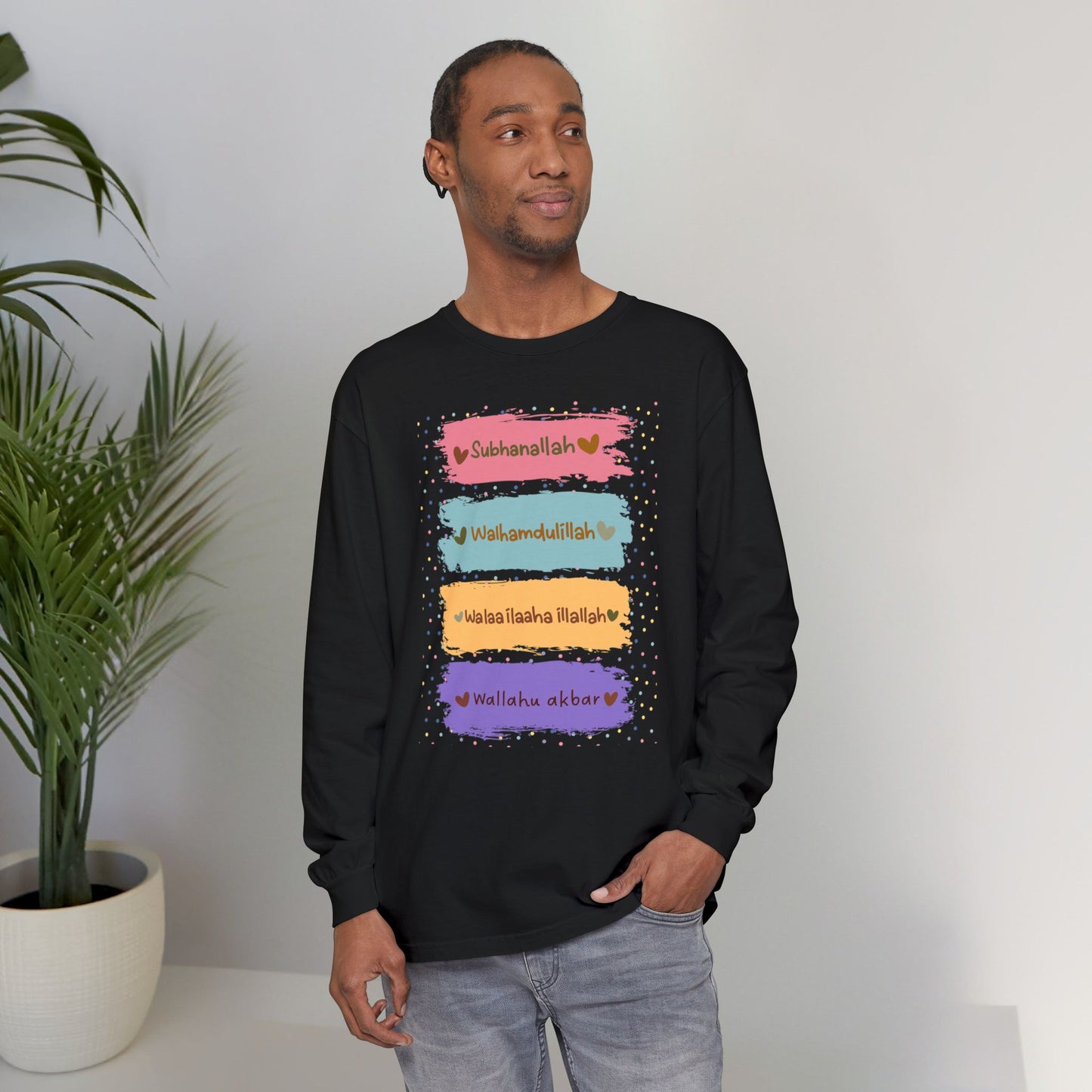 Zikr Dhikr Typographic Long Sleeve Tee T-Shirt - Colorful Cozy Soft Cotton Unisex Long Sleeve Tee
