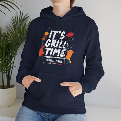 Winter Grill Typography Hoodie - Cozy Soft Cotton Unisex BBQ Graphic Hoodie