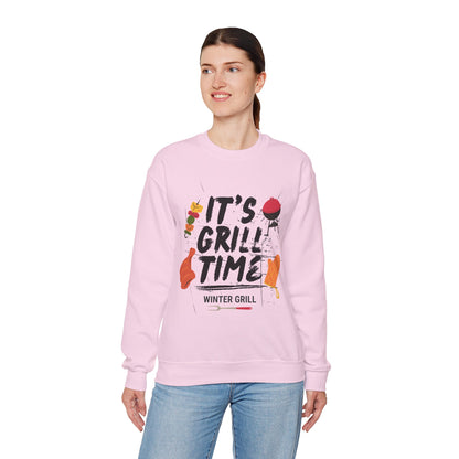 Winter Grill Typography Sweatshirt - Cozy Soft Cotton Unisex BBQ Graphic Sweatshirt