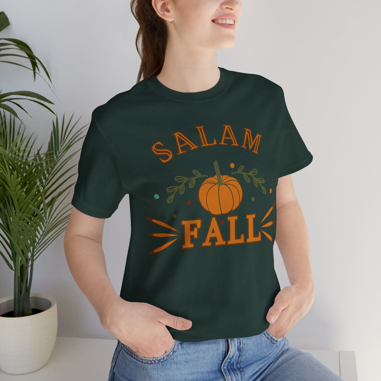 Salam Fall Pumpkin Graphic Tee T-Shirt - Cozy Autumn Pumpkin Graphic Unisex Tee