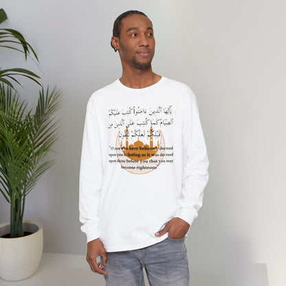 Islamic Ramadan Fasting Long Sleeve T-Shirt - Arabic Calligraphy Islamic Unisex Long Sleeve Tee