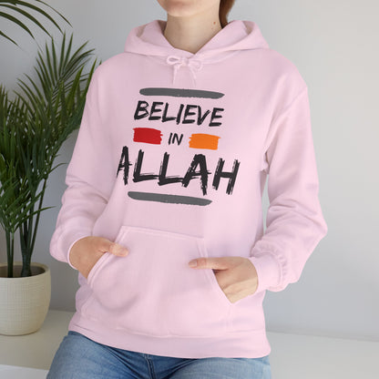 Believe in Allah Typographic Hoodie - Cozy Soft Cotton Unisex Statement Hoodie