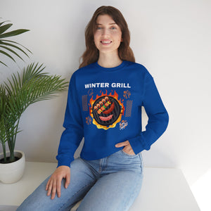 Winter Grill Typographic Sweatshirt - Cozy Soft Cotton Unisex Sausage Graphic Sweatshirt