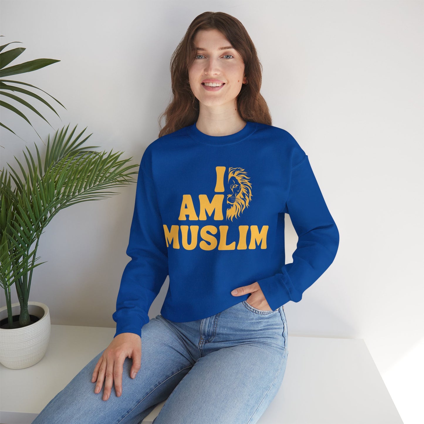 I Am Muslim Typographic Sweatshirt - Lion Cozy Soft Cotton Unisex Sweatshirt