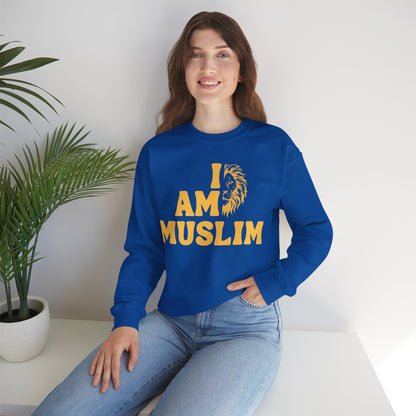 I Am Muslim Typographic Sweatshirt - Lion Cozy Soft Cotton Unisex Sweatshirt