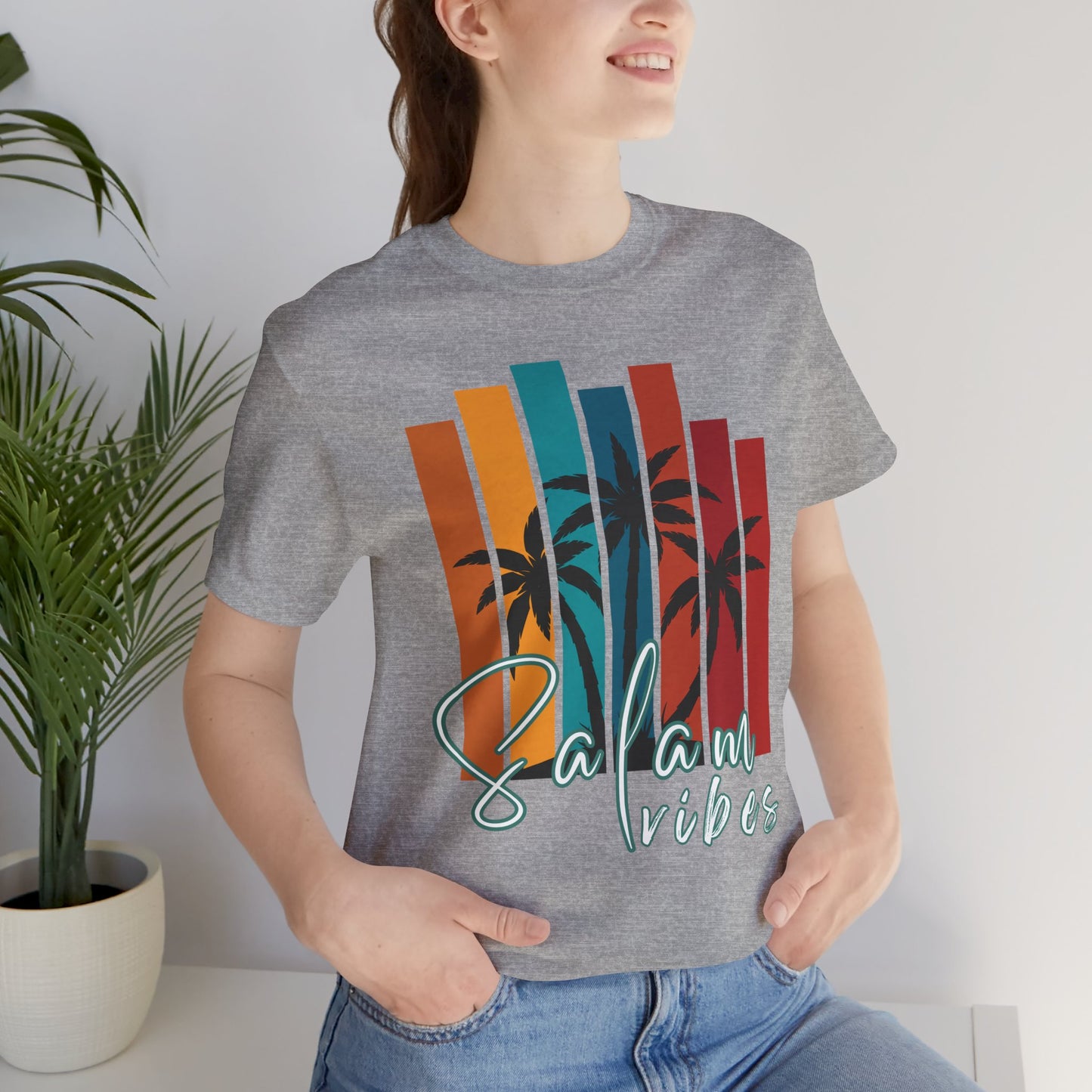 Salam Vibes Palm Tree Graphic Tee T-Shirt - Cozy Soft Cotton Graphic Unisex Tee