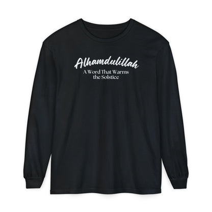 Alhamdulillah A Word That Warms the Solstice Graphic Long-Sleeve T-Shirt - Alhamdulillah Typography Islamic Unisex Tee