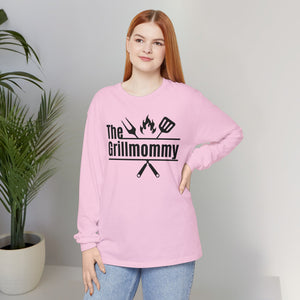 The Grillmommy Typography Long Sleeve Tee T-Shirt - Cozy Soft Cotton Unisex BBQ Graphic Long Sleeve Tee