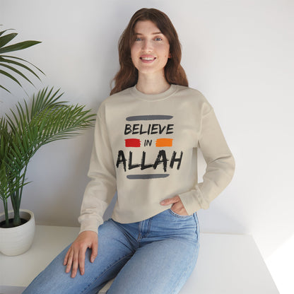 Believe in Allah Typographic Sweatshirt - Cozy Soft Cotton Unisex Statement Sweatshirt