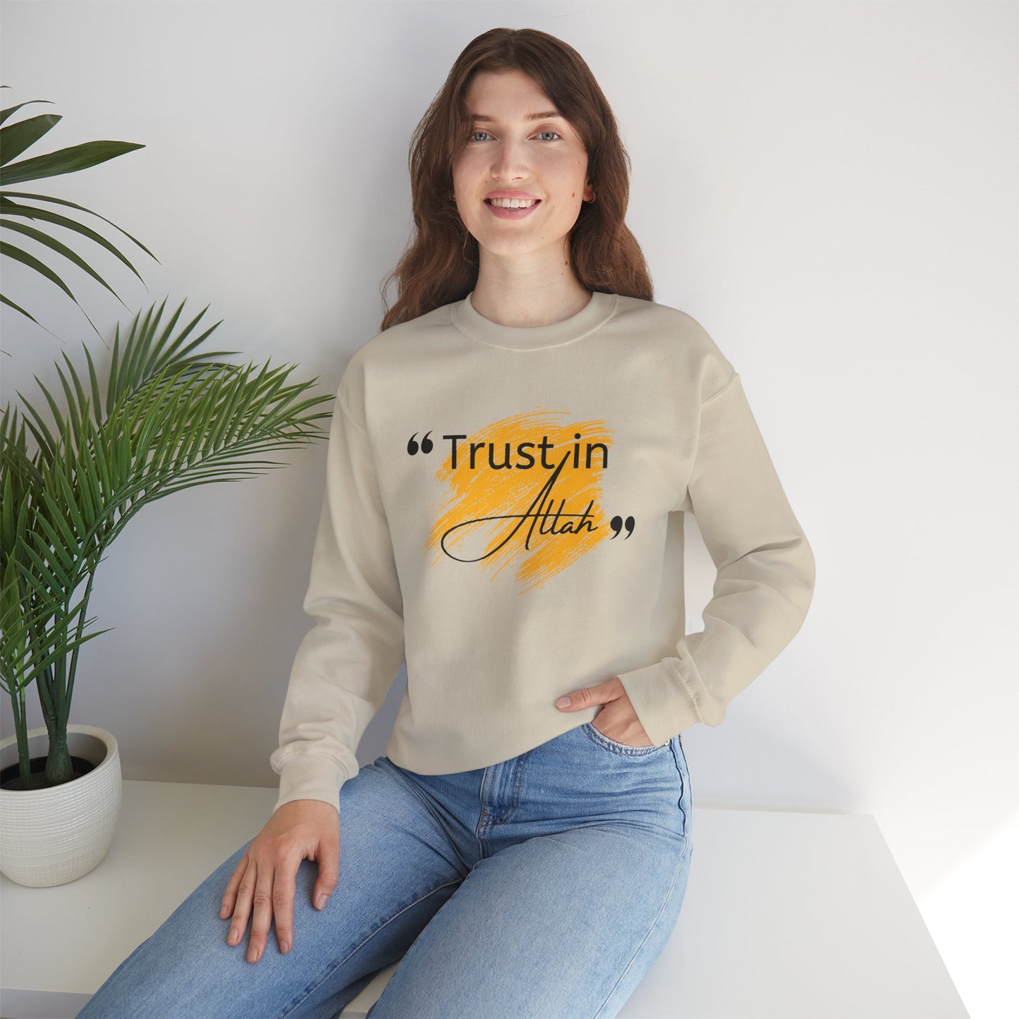 Trust in Allah Graphic Tee Sweatshirt - Trust in Allah Typography Islamic Unisex Sweatshirt